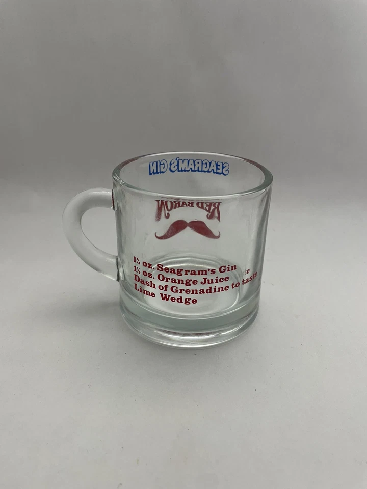 Vintage Seagrams Gin Red Baron Mustache Glass Mug Used - Image 2 of 2
