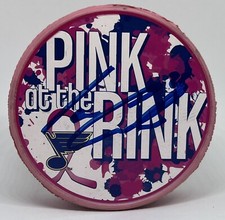 Ian Cole Pink at the Rink St. Louis Blues 14 Fund Autographed Signed Puck .