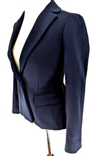 J.CREW Womens Sz 00 MAYFAIR Blazer Jacket PEPLUM Navy Four Season Stretch 198