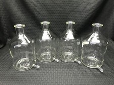 (4) CORNING 1000mL Glass Heavy Duty Rim Aspirator Bottle 10mm Sidearm 1220-1L B
