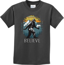 Sasquatch Believe Retro Bigfoot Kids T-shirt