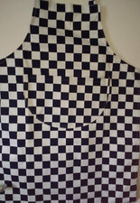 Quality Hand Made - Navy And White Check Adult Apron - Unisex - Chefs or Kitchen