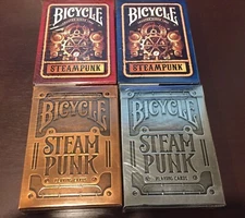 Set 4 Bicycle SILVER,GOLD,RED & BLUE STEAMPUNK Playing Cards Theory11 Industrial