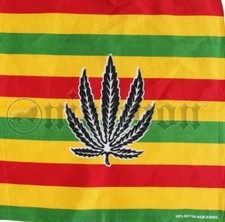 Head Wrap Bandana Weed Leaf Canna Rasta Irie Reggae Hippie Army Style 22"x22"