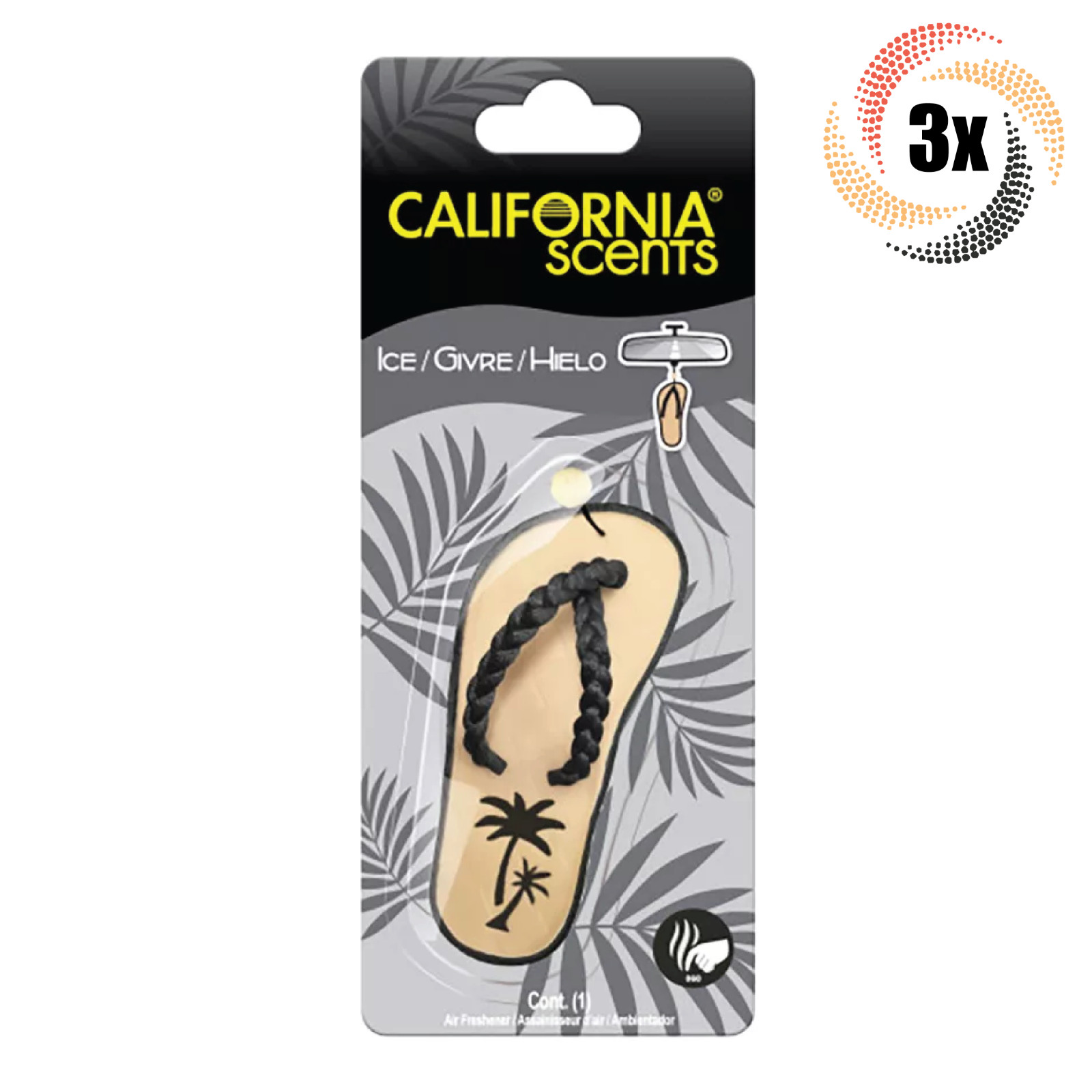 3 упаковки освежителя воздуха California Scents Ice Scent Sandal для подвешивания в автомобиле 3590₽