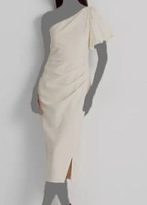 Lauren Ralph Lauren Women's Ivory One-Shoulder Crepe Dress Size 6