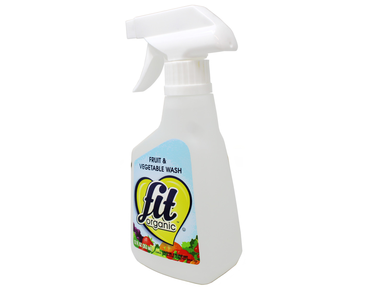 FIT Organic Fruit and Vegetable Wash Spray Bottle White, Clear, 12 Fl Oz 2 Pack