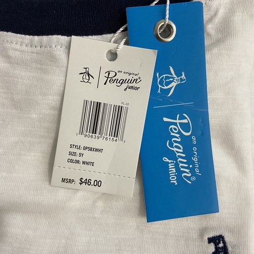 NWT Penguin Junior Boys White Striped Shirt & Blue Shorts 2PC Set, Size 5Y - Picture 4 of 4