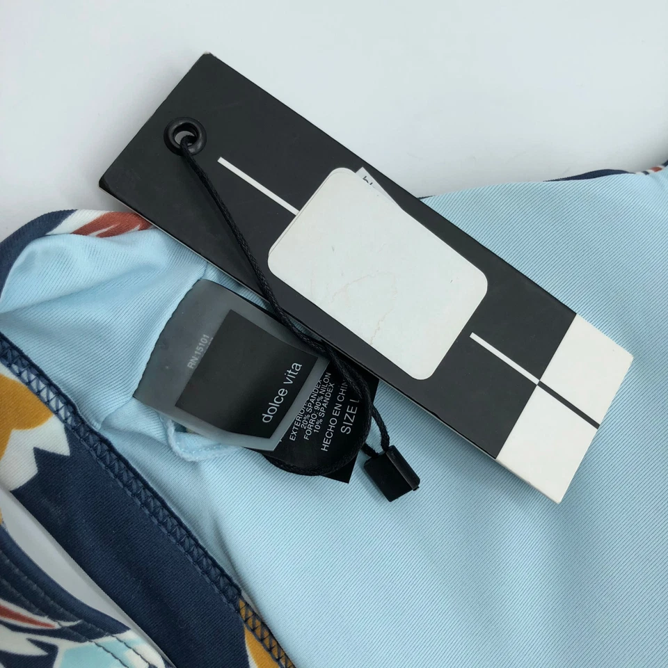 Dolce Vita Matisse Floral Knot Back Bikini Top Strappy Removable Cups Blue L - Image 3 of 4