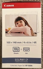 Canon Selphy CP1500 CP1300 CP1200 4x6 108 sheets Color Ink Paper Set KP-108IN