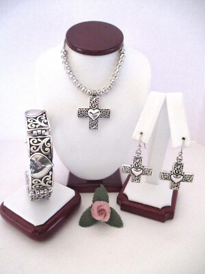 Brighton ''CARLOTTA'' Cross Necklace-Earring-Bracelet Set (MSR$234) NWT/Pouch