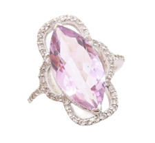 925 Sterling Silver Vintage Ring Marquise Cut Amethyst  Topaz Sz 7.5 RG29520