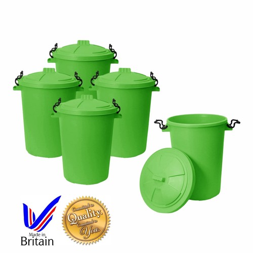 (Set of 5) 50L Bin with Clip Lock Lid Home Kitchen Garden Rubbish Waste Storage - Picture 98 of 117