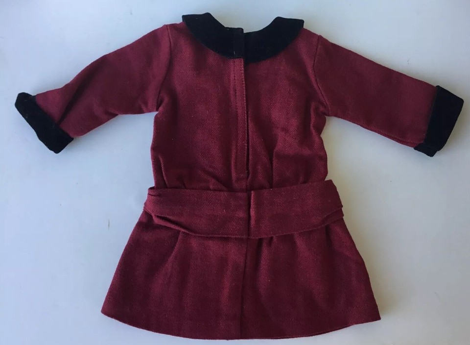 American Girl Doll Rebecca Classic MEET Outfit Red & Black Velvet Trim