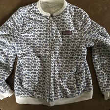 Vineyard Vines Reversible Fleece - Whale  Sherpa Fuzzy Full Zip Jacket - Y Med