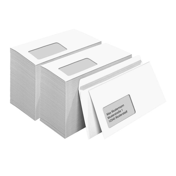 Mailmedia BriefumschläGe Din Lang Mit Fenster Weiß Selbstklebend 1.000 St.-image