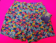 Vintage New /W Tags Code Bleu Floral Denim High waist Shorts-Size 7 27 Waist