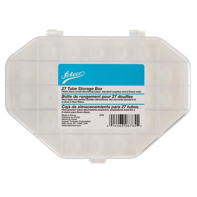 Ateco Tube Storage Box 27-Compartments for Small & Medium Decorating Tubes