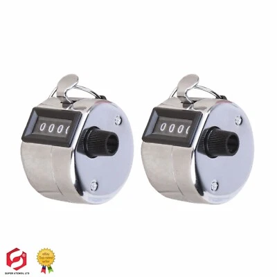 SUL Hand Tally Counter 4Digit Counting Manual Number Counter Mechanical Click 2pk