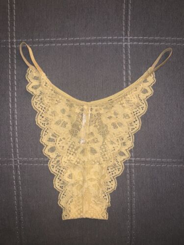 New Panties Brazilian Lace Large Victoria Secret Hi-cut Dream Angel Gold Coin