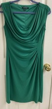 Lauren Ralph Lauren Dress Rouched Cowl Neck Sleeveless Green Size 10