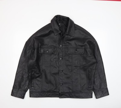 ASOS DESIGN Herren Bomberjacke schwarz Leder Größe S Casual Style
