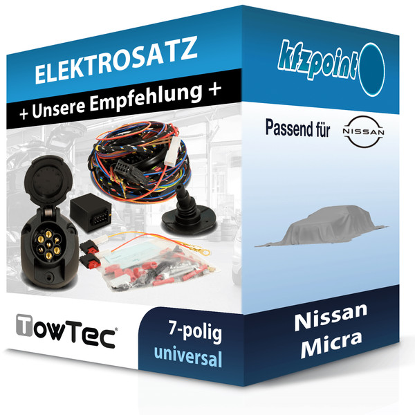 Towtec E-Satz 7Polig Universell Passend für Nissan Micra Incl. Manual NEU-image