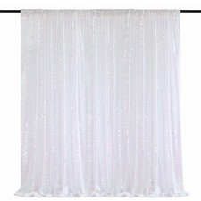 7x7 Ft White Iridescent Sequin Backdrop Glitter Photo Booth Event Decor