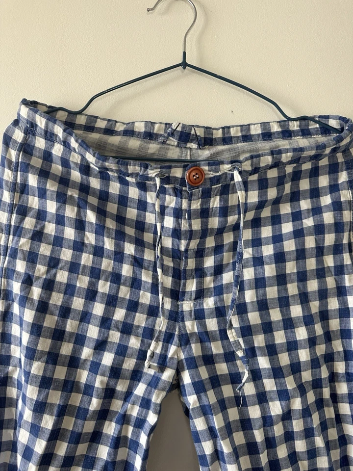Pantalón informal a cuadros azul y blanco 45 rpm Foto 2 de 4