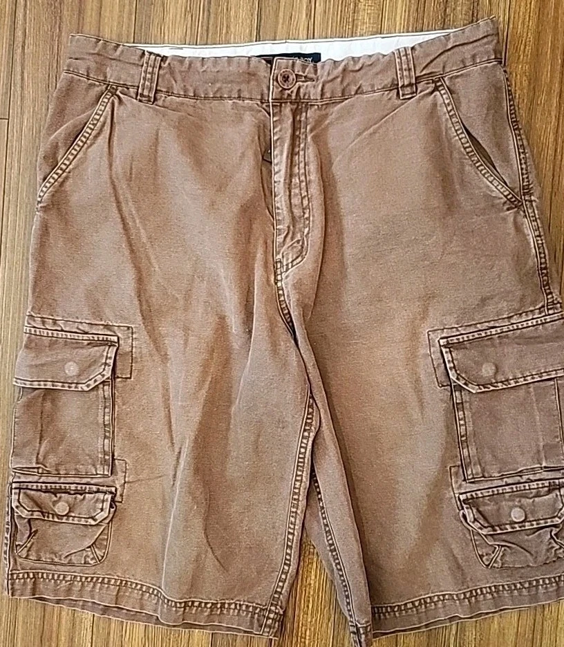 Bugle Boy Shorts Mens Size  36 Brown Canvas Y2K Vintage 90s Skater Baggy Cargo  - Image 2 of 4