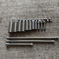 Snap On 38 Dr Deep Well Socket 11 Piece Set Sae 14-78 6 Pt Extensions
