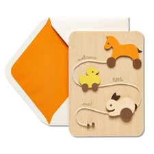 Papyrus Welcome Little One Baby Shower Greeting Card 5X7 Vintage Design