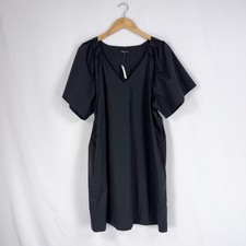 Madewell Women's V-Neck Mini Shirtdress Cotton Poplin Small Black 