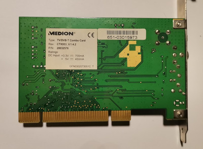 Medion TV DVB-T Combo Card CTX953_V1 0412206 TV Tuner Card PCI Karte, BULK