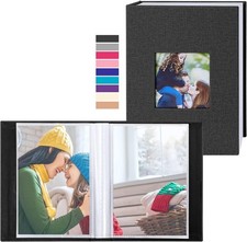 2 Pack 4x6 Photo Album 100 Pocket Linen Cover Picture Storage Books Black