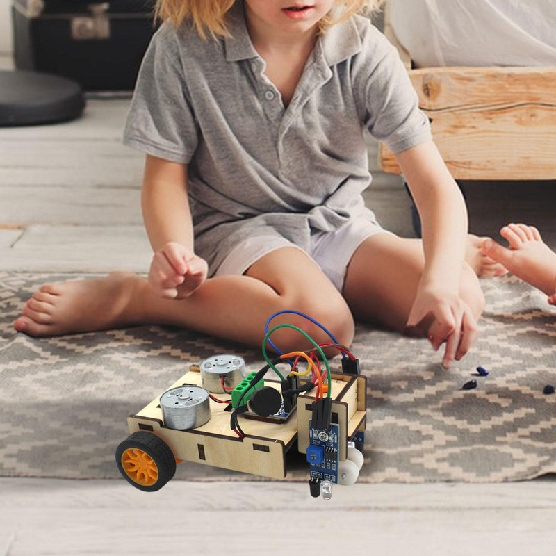 DIY Line Tracking Robot Car Kit 4.3x3.5x2.4inch for Students Science Project