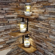 Kitchen Corner Shelf 3 Tiers Wood Floating Wall Shelves Storage Display Shelving