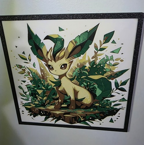 Pokemon Leafeon Picture With Frame 8inx8in Hueforge 3D Printed - Picture 5 of 7