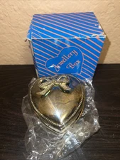 VINTAGE Jewelery Box-Gold Color Red Padding Inside NEW Beautiful For Jewelery