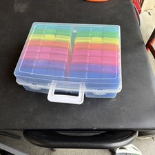 Rainbow Multi-Color Craft Photo Organizer Storage Case with 16 Small Boxes NEW