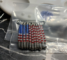 Lot of Beaded Metal Safety Pins, Silver Red B...