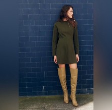 NWT Zara Woman Golden Button Shoulder Short Dress Khaki Green - Large