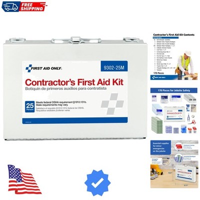 25-Person Contractor's First Aid Kit for Home Renovation, Job Sites, and Cons...