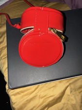 MARC JACOBS Mini 4" Red Patent Leather Crossbody Round Circle Canteen Bag Purse 