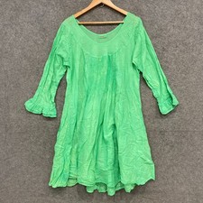 Namastai Womens Dress One Size Green 3/4 Sleeve Shift Cotton 20419