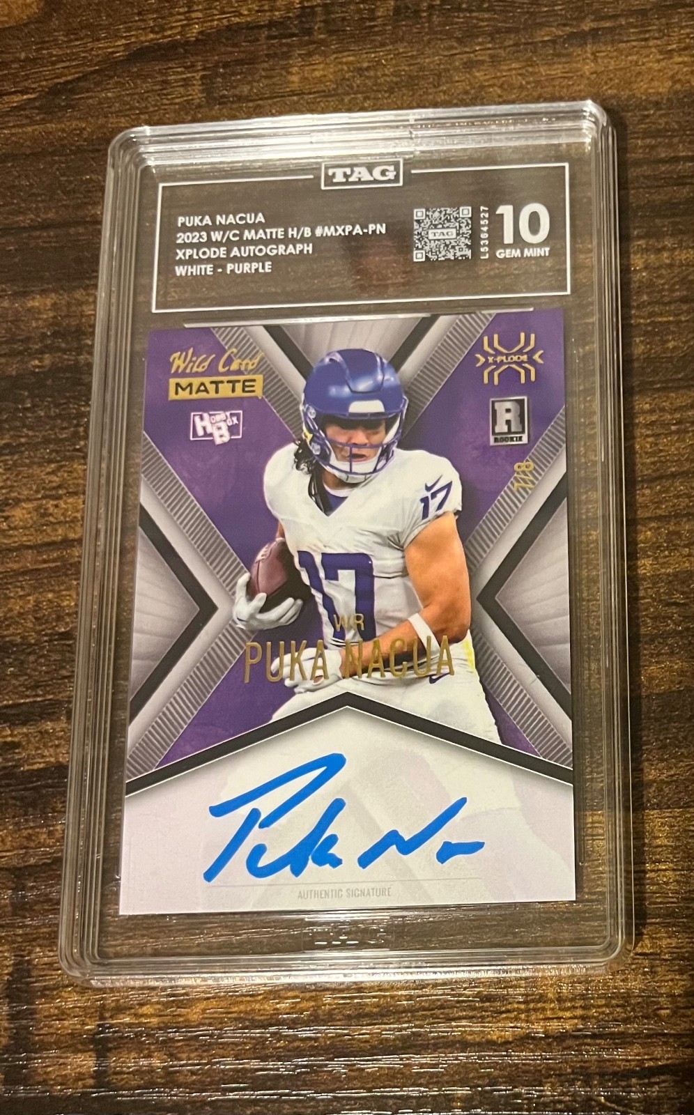 Puka Nacua Wild Card Matte Whatnot/Hobby Box Exclusive Blue X-Plode Autographs #MXPAPN Gold 1/1