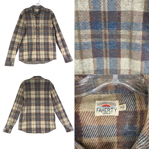 Faherty Legend Sweater Shirt Double Pocket Brown Plaid Men’s Size Medium