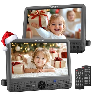 WONNIE 10'' Car DVD Players, Portable DVD Player Dual Screen Play Two Differen...