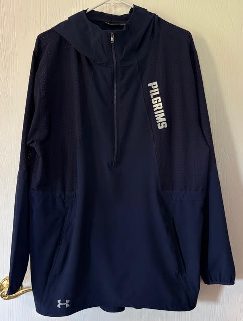 Under Armour Dark blue Size LG Heatgear Hooded Jacket w/pilgrims logo