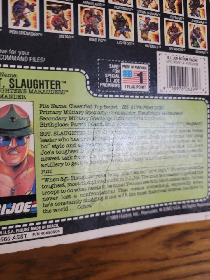 G.I. 1989 Joe Sgt. Merodeadores de matanza cardados originales de colección sin usar, en caja Foto 4 de 4